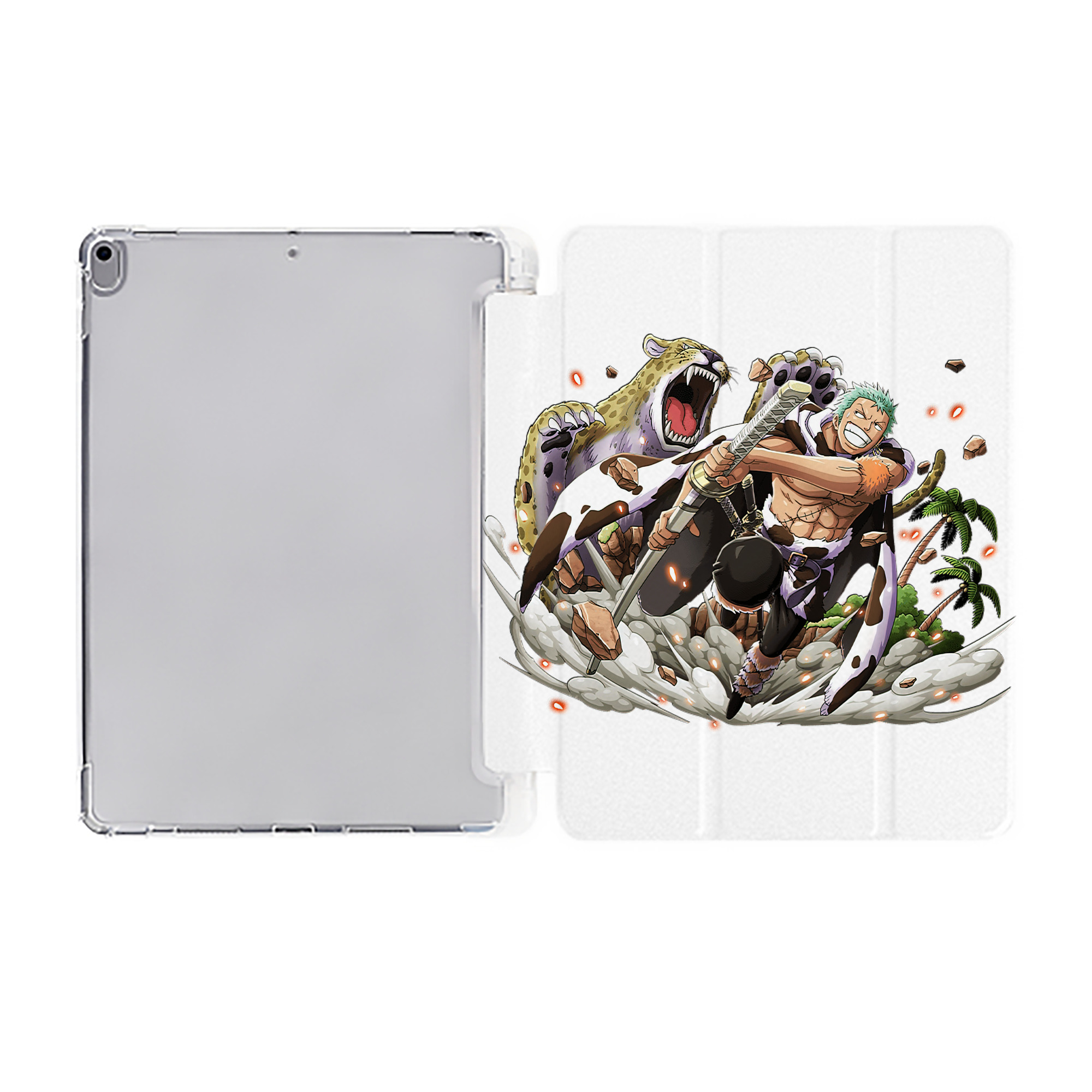 （画像用） ワンピース ロロノア・ゾロ ONE PIECE Roronoa Zoro IPad ケース ペン収納付き 三つ折りスタンド PUレザー×シリコン 対応機種9.5/10.5/10.9インチ